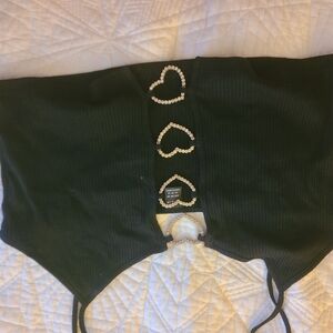 SHEIN Black Crop Top with Heart Details